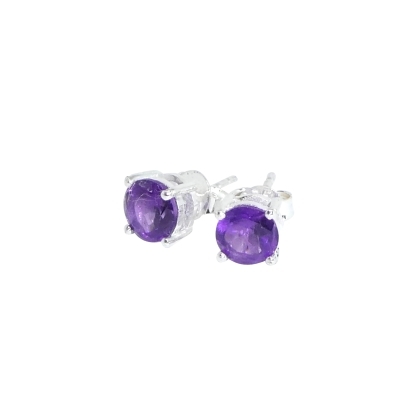 Amethyst & Sterling Silver Stud Earrings