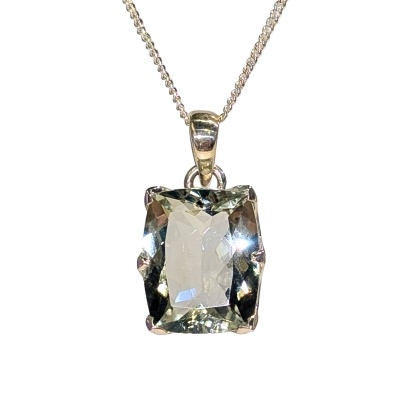 Green Amethyst & Sterling Silver Pendant